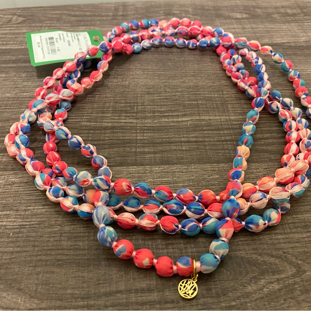 Lilly Pulitzer Light Pascha AQUADESIAC NECKLACE 60" Ribbon Fabric Wrap GWP NWT